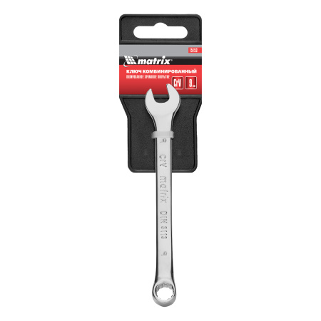Ключ комбинированный, 9 мм, CrV, полированный хром Matrix