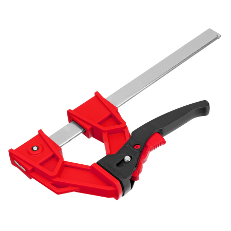 Струбцина реечная быстрозажимная, усиленная, пластиковый корпус рычажно-храповой механизм, 200 х 100 х 351 мм, штанга 5 х 22 мм Matrix цена