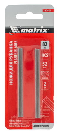 Ножи для эл. рубанка, 65Mn, 82мм, 2шт // Matrix