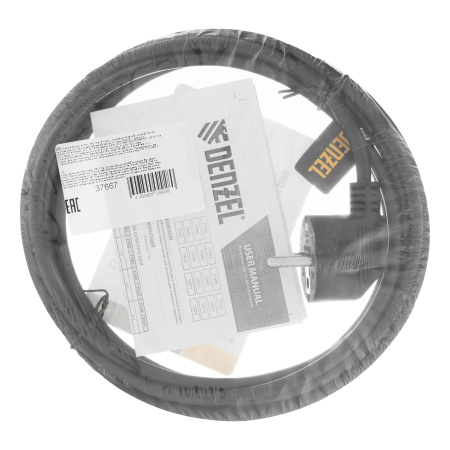 Шнур сетевой Energy Series, ПВС, 3 м, 3 x 1 мм, с неразборной вилкой, черный, Denzel цена