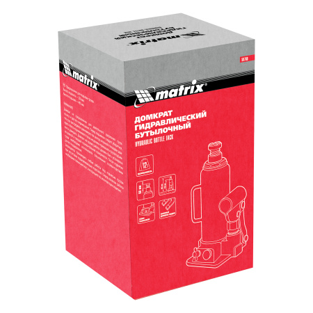 Домкрат гидравлический бутылочный, 12 т, h подъема 230-465 мм Matrix цена