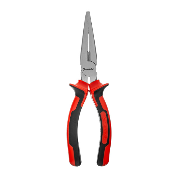 Длинногубцы прямые Nickel, 180 мм, никелированные, двухкомпонентные рукоятки Matrix