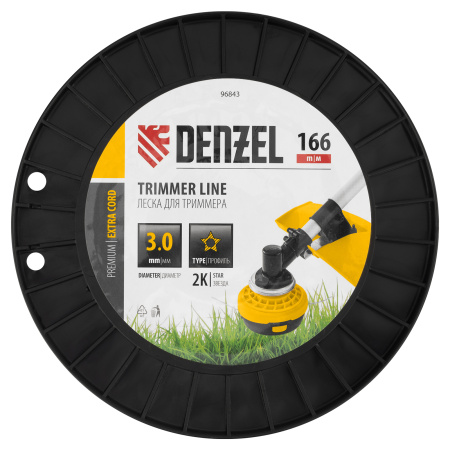 Леска для триммера двухкомпонентная звезда, 3,0мм х 166м, на DIN катушке EXTRA CORD Denzel цена