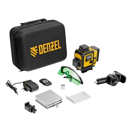 Лазерный уровень мультипризменный DLV-360-4C, 30 м, зеленый луч, Li-Ion 2,4 Aч, кейс// Denzel цена