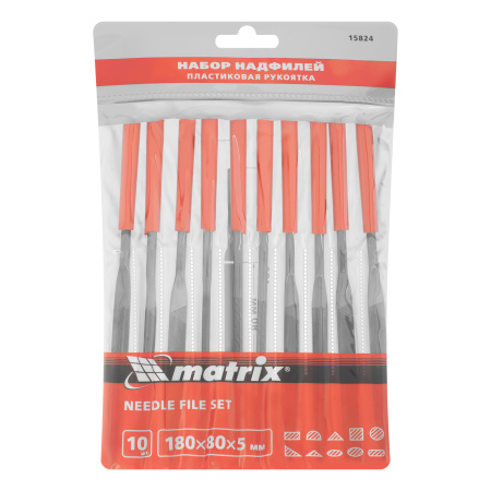 Набор надфилей, 180 х 5 мм, 10 шт, пластиковые рукоятки Matrix