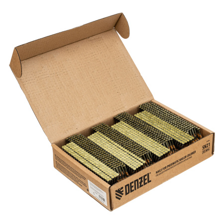 Гвозди для пнев. нейлера (крашен.) длина - 65 мм, диам. - 2,9 мм, 2000 шт. Denzel цена