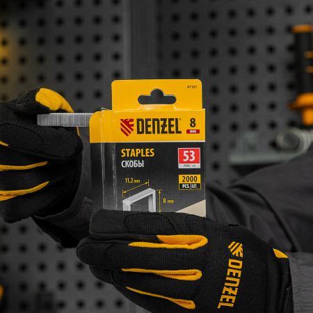 Скобы, 8 мм, для мебельного степлера, тип 53, 2000 шт. Denzel цена