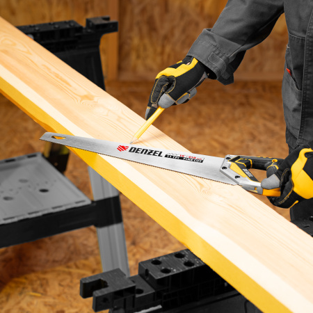 Ножовка по дереву, 450 мм, 11 TPI, зуб 3D, металлопластиковая рукоятка Denzel цена