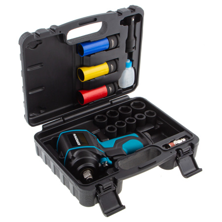 Гайковерт пневматический ударный G985K2, 1/2, 610Нм 9000 об/мин, с набором 17 предметов Gross цена