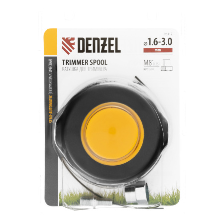 Катушка универсальная триммерная, гайка М8 х 1.25, гайка М10, винт М8-М10, левая резьба, шаг 1.25 мм Denzel цена