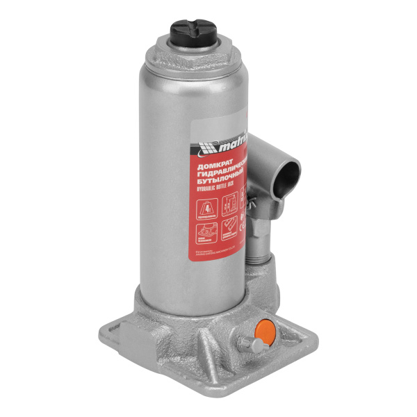 Домкрат гидравлический бутылочный, 4 т, h подъема 194-372 мм, в пластиковом кейсе Matrix цена