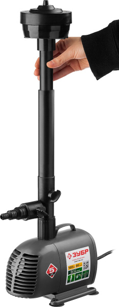 Насос фонтанный, ЗУБР ЗНФЧ-60-4.2, для чистой воды, напор 4,2 м, насадки: колокольчик, гейзер, каскад, 120 Вт, 60 л/мин ЗНФЧ-60-4.2