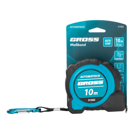 Рулетка "Automatisch", 10 м х 32 мм, нейлон, магнит, двустор. разметка, антиизлом, автоcтоп Gross цена