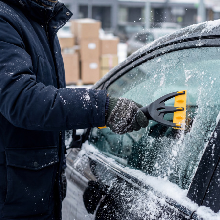 Скребок для удаления льда, мягкая рукоятка Denzel цена