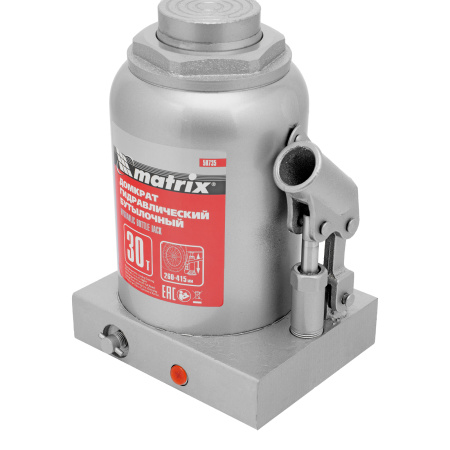 Домкрат гидравлический бутылочный, 30 т, высота подъема 260-415 мм Matrix цена