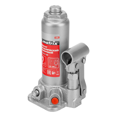 Домкрат гидравлический бутылочный, 2 т, высота подъема 181-345 мм, в пластиковый кейсе Matrix цена