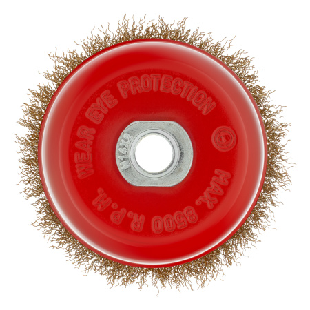 Щетка для УШМ, 100 мм, М14, "чашка", латунированная витая проволока Matrix