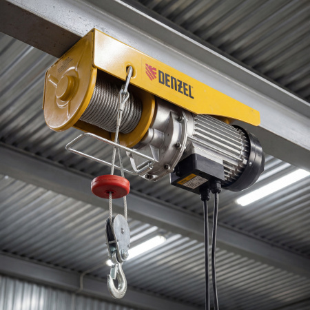 Тельфер электрический TF-800, 0.8 т, 1300 Вт, высота 12 м, 8 м/мин Denzel цена