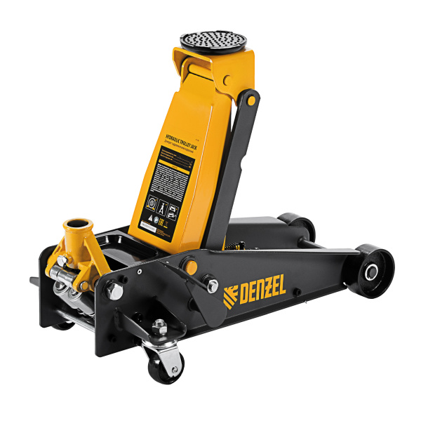 Домкрат гидравлический подкатной 3 т, с фиксатором, быстрый подъем, 135-480 мм, профессиональный Denzel цена