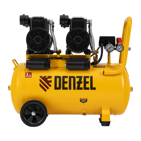 Компрессор безмасл. малошумный DLP -3000/50, 3 кВт, 2х1,5 кВт,50 л, 2850 об/мин,500 л/мин Denzel