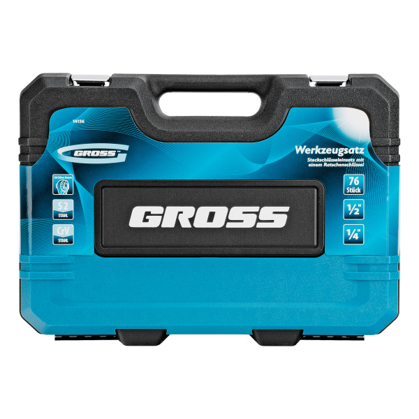 Набор инструментов, 1/4", 1/2", CrV, 120 зубьев, 76 предметов Gross