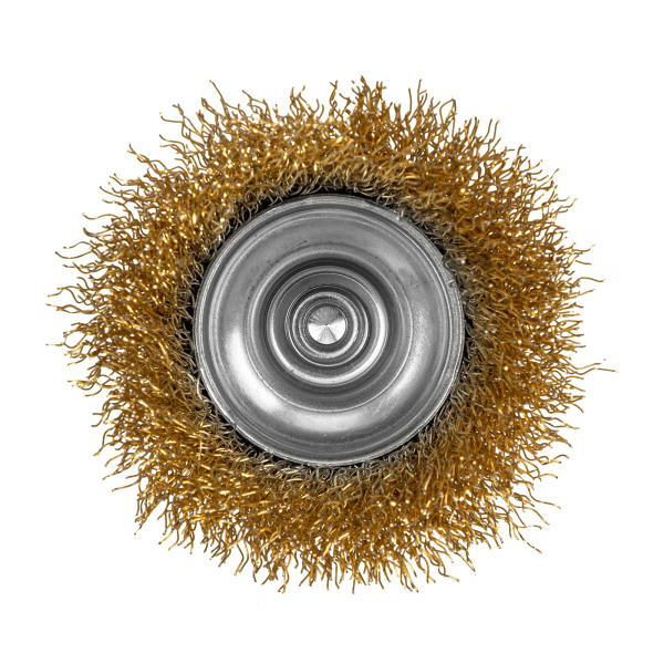 Щетка для дрели, 65 мм, "чашка" со шпилькой, латунированная витая проволока Matrix