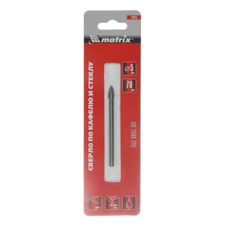 Сверло по керамической плитке, 5 мм, цилиндрический хвостовик Matrix