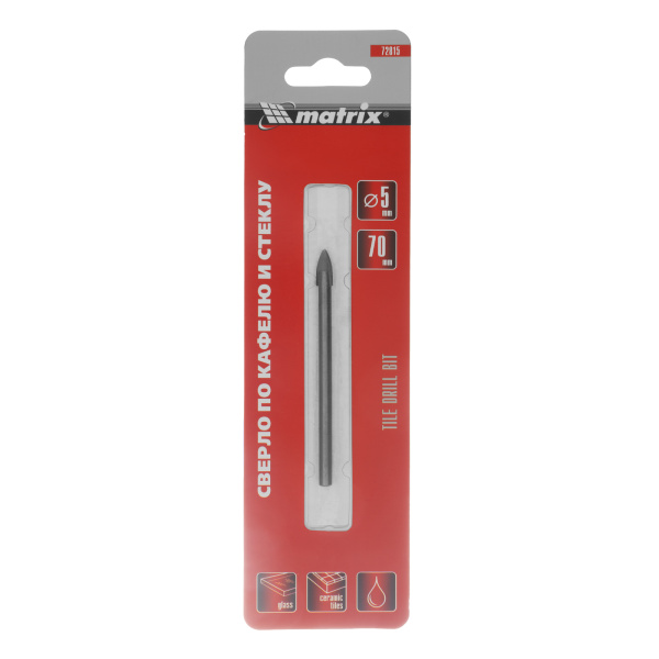 Сверло по керамической плитке, 5 мм, цилиндрический хвостовик Matrix