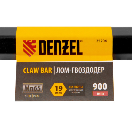 Лом-гвоздодер, 900 мм, шестигранный 19 мм, окрашенный, сталь 65 Denzel цена