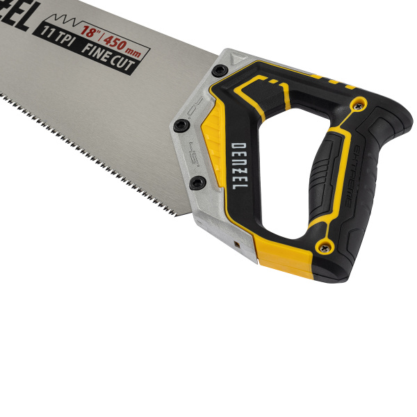 Ножовка по дереву, 450 мм, 11 TPI, зуб 3D, металлопластиковая рукоятка Denzel цена