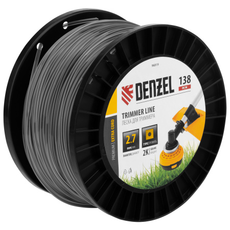 Леска для триммера двухкомпонентная квадрат, 2,7мм х 138м, на DIN катушке EXTRA CORD Denzel цена
