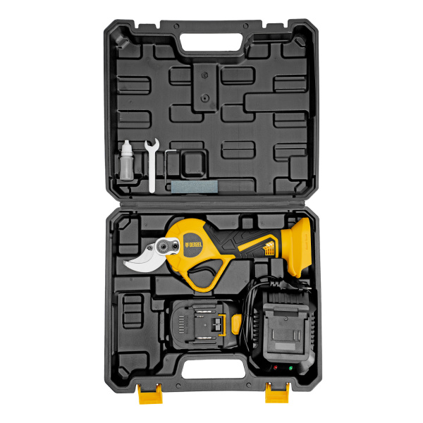 Секатор аккумуляторный, бесщет., CP-30BL, Li-Ion, 20 В, лезвия SK5 // Denzel цена