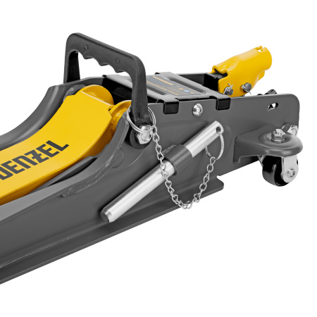 Домкрат гидравлический подкатной с фиксатором, 2,5 т,  85-385 мм, в пласт. кейсе Denzel цена