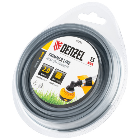 Леска для триммера армированная алюминием квадратная, 2,0мм х 15м, блистер ALUFLEX Denzel цена