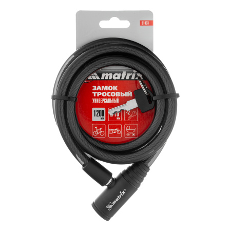 Замок тросовый универсальный, 10 х 1200 мм Matrix цена