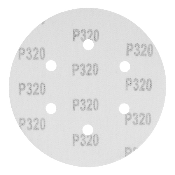 Круг абразивный на ворсовой подложке под "липучку", перфорированный, P 320, 150 мм, 5 шт Matrix