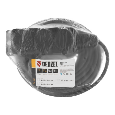 Удлинитель-шнур силовой Top Series, КГТТ, 20м, 3 розетки, 3 x 2,5 мм Denzel цена
