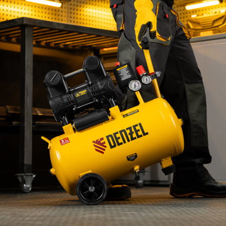 Компрессор безмасл. малошумный DLP-950/24, 950Вт,24 л, 2850 об/мин, 170 л/мин Denzel