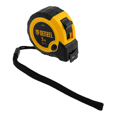 Рулетка 3м х 16мм, двухкомп. корпус, кнопка-пауза Denzel цена