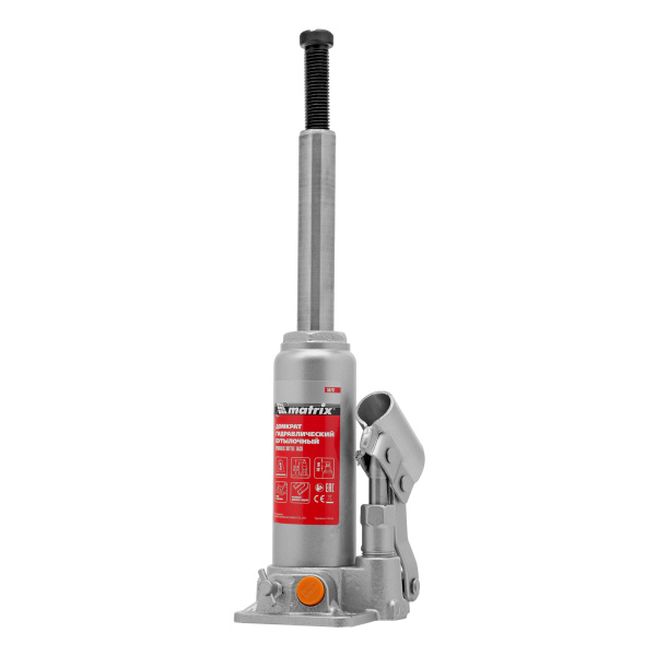 Домкрат гидравлический бутылочный, 2 т, h подъема 181-345 мм Matrix цена