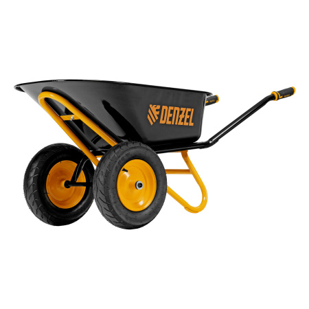 Тачка строительная, усиленная, объем 120 л, 350 кг, двухколесная, колесо 16х4.00-8 Denzel цена