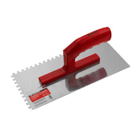 Гладилка из нержавеющей стали, 280 х 130 мм, зеркальная полировка, пластмассовая ручка, зуб 6 х 6 мм Matrix цена