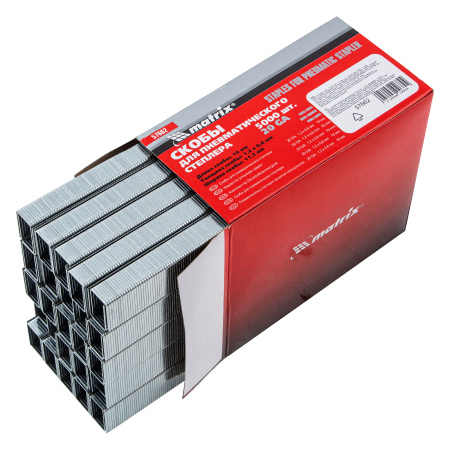 Скобы для пневматического степлера, 19 мм, ширина 1.2 мм, толщина 0.6 мм, ширина скобы 11.2 мм, 5000 шт Matrix цена