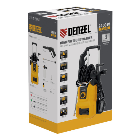 Моечная машина высокого давления R-200D, 2400 Вт, 200 бар, 420 л/ч, с барабаном// Denzel
