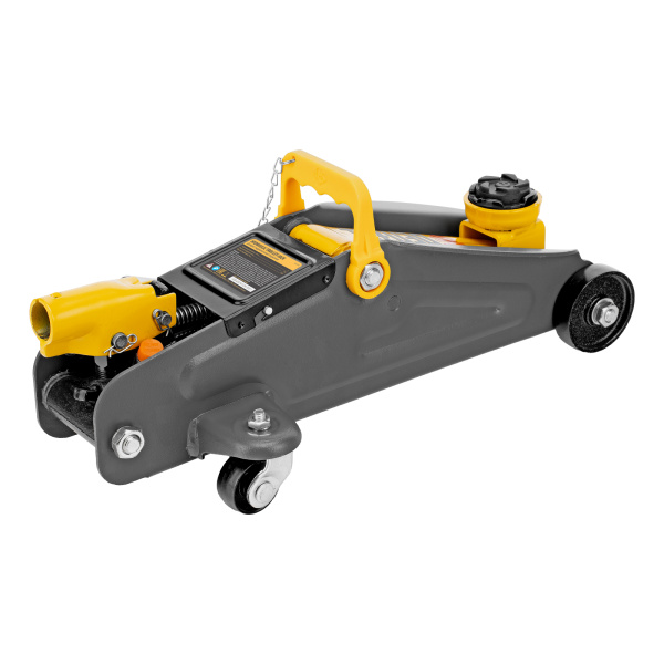 Домкрат гидравлический подкатной с фиксатором, 2 т, 130-330 мм Denzel цена