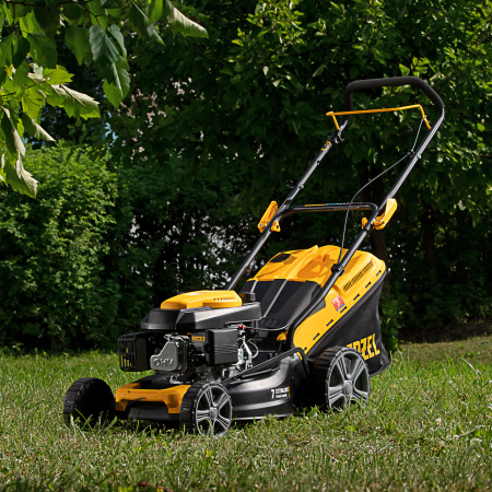 Газонокосилка бензиновая GLD-460, 146 куб.см, ширина 46 см, ручная, 7 уровней, травосборник 50 л Denzel цена