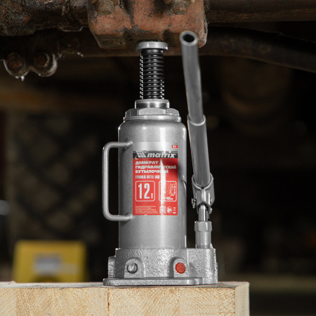 Домкрат гидравлический бутылочный, 12 т, высота подъема 230-465 мм Matrix цена