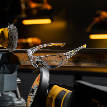 Очки защитные открытые, поликарбонатные, прозрачная линза Denzel цена