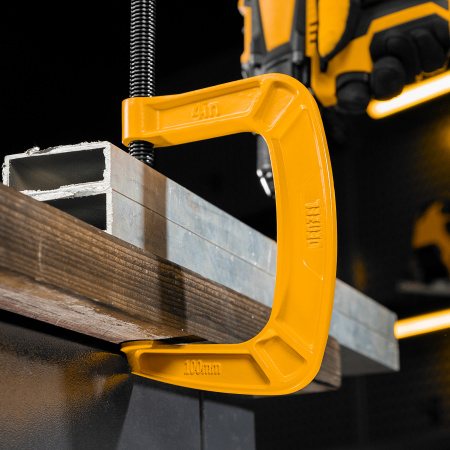 Струбцина G-образная, усиленная, 100 мм Denzel цена