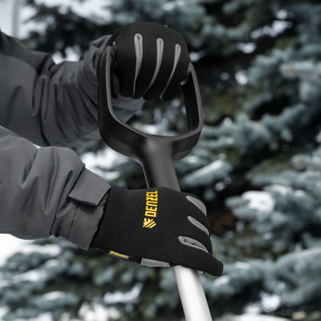 Перчатки универсальные, двойные, работа с сенсорным экраном, вязаная манжета, размер 8 Denzel